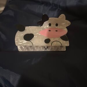 Cow Acrylic Hair Claw Clip - Pink & Black Accent